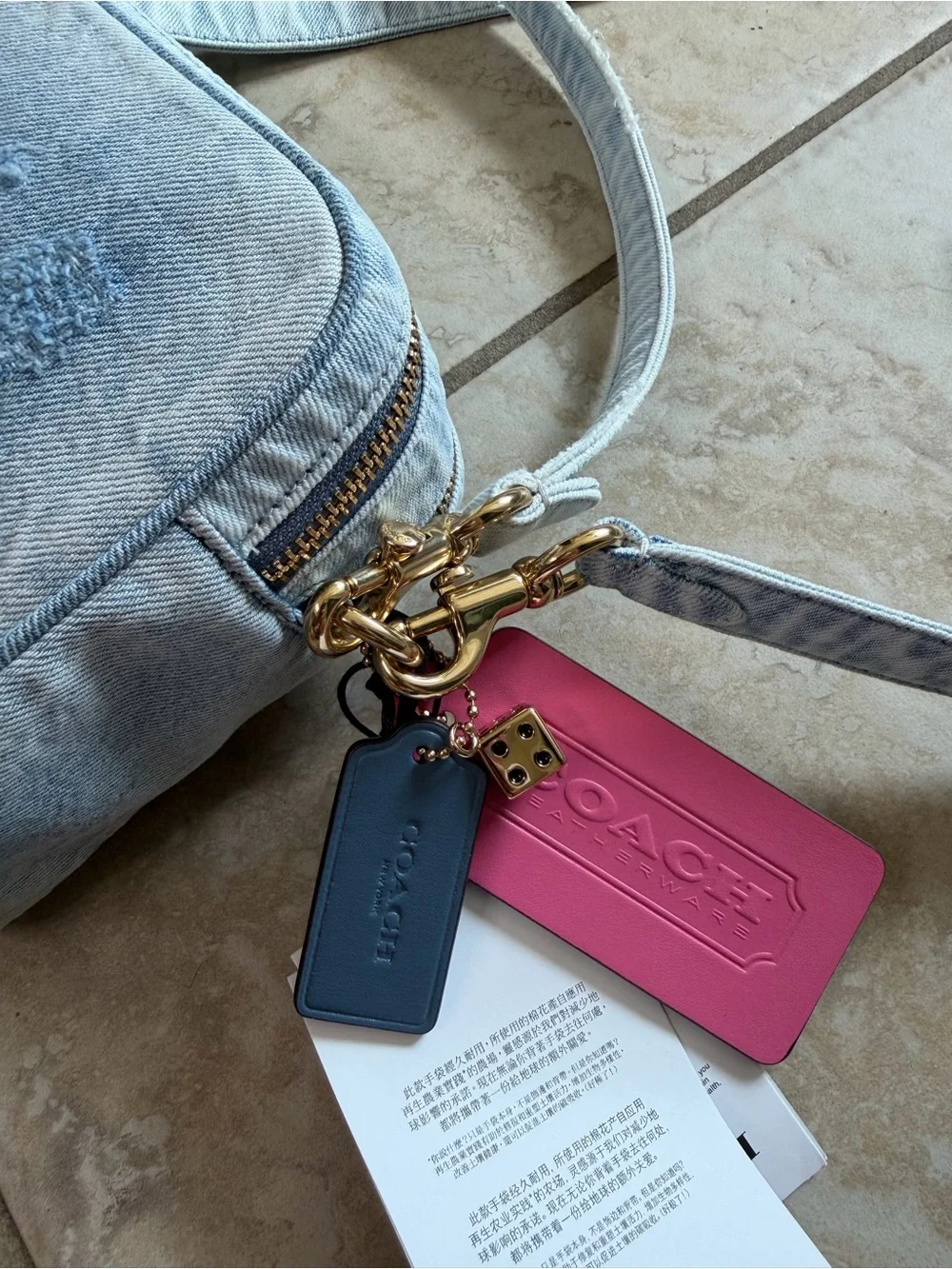 Coach Light Blue Denim Crossbody with Gold Hardware